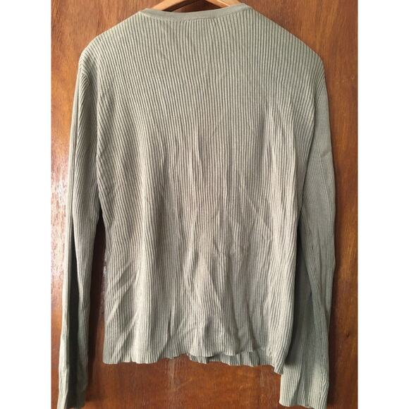 Anna Gray Ladies' L Large Cardigan, Button Front, Cream Grey/Green Silk - Picture 7 of 9